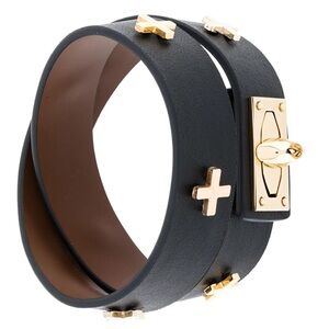 Givenchy choker twist Black and Gold Leather Bracelet